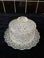 Vintage Pressed Glass Cheese Dish With Lid Cover