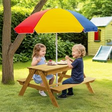 Kids Picnic Table with Parasol