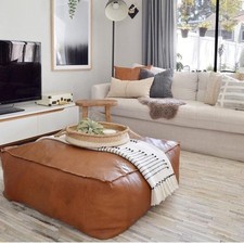 Footstool Pouffe Genuine Brown 30''New Boho Unstuffed Wonderful Leather Moroccan