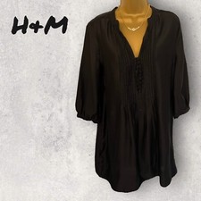 H&M Womens Black Pintuck