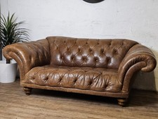 Rare Vintage Aniline Leather Chesterfield – Large Two-Seater – 1960s/70s