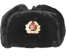 Black Furry Russian Cossack Style Trapper Hat