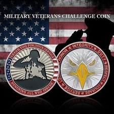 Military Veterans Challenge Coin Honoring Service and Integrity Thank You Gifts