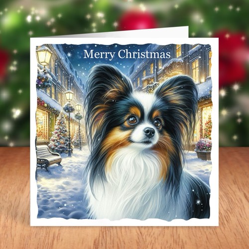 Papillon dog christmas - papillon, card