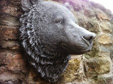 (NEW)GARDEN ORNAMENT, LARGE BEARS HEAD WALL PLAQUE,GREAT DETAIL,STUNNING DESIGN