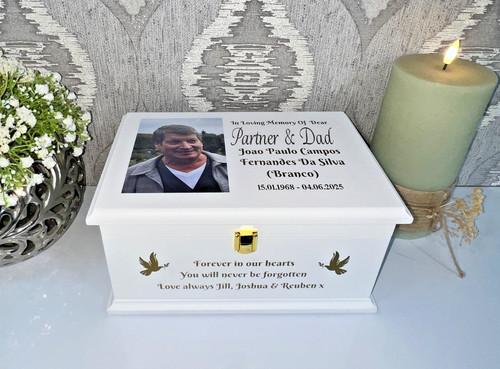 Personalised ashes casket with - personalised,