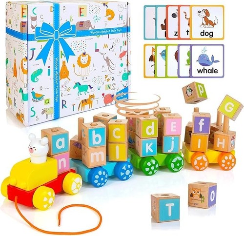 Wooden alphabet train building - alphabet,