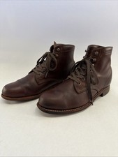 Wolverine Men's 8.5D Brown Leather 1000 Mile Plain-Toe Original Boots Handcrafte
