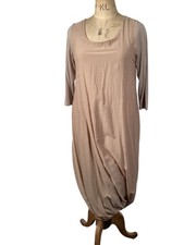 Out of Xile Women's Balloon Dress Scoop Neck Beige Long Size 4