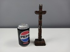 Hand Painted Carved Wooden Totem Pole - Made in Canada - 22 cm Tall - Label