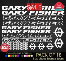 GARY FISHER Vinyl Decal Stickers Sheet Bike Frame Cycling Cycle Bicycle  x18 NEW