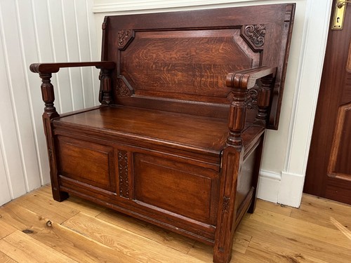 Solid oak monks bench - , with