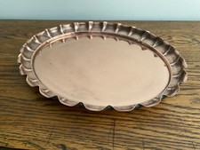 ANTIQUE ARTS & CRAFTS JOSEPH SANKEY BIRMINGHAM HAND BEATEN PIECRUST  COPPER TRAY