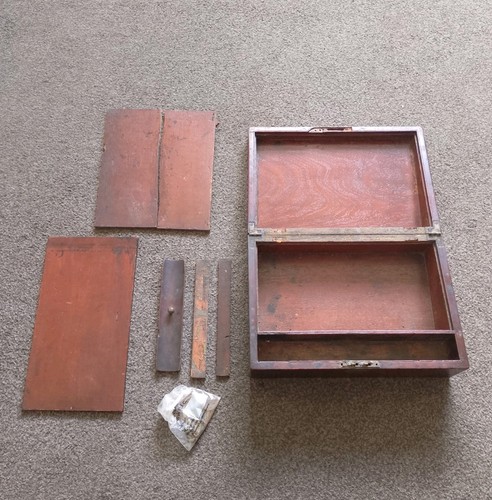 Antique brass inlaid wooden - inlaid,