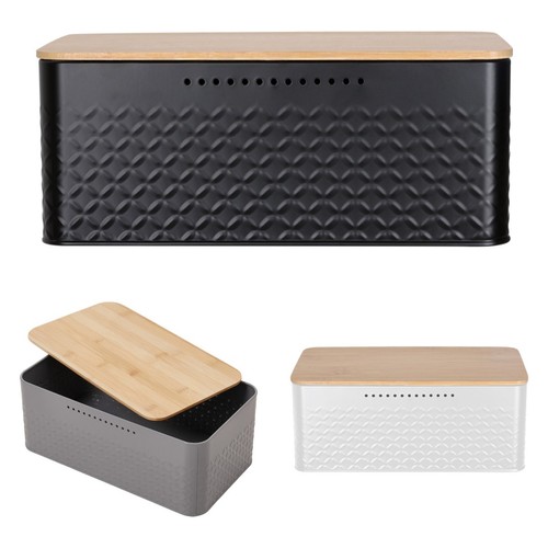 Bread bin with bamboo lid - bamboo,