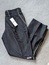 Ellesse Shell Suit Tracksuit Bottoms Retro Large - Black & Yellow Unisex