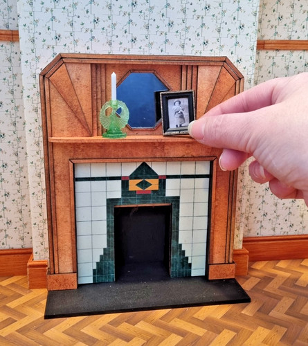 Dollhouse art deco fireplace - art,