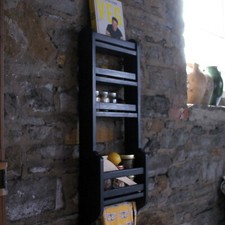 Spice Rack Black Kitchen Pantry Door  Wooden Wall Shelf  Larder Storage Rack