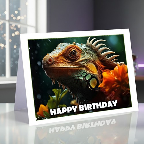Iguana birthday card - iguana,