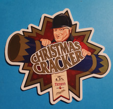 TETLEYS brewery CHRISTMAS CRACKER pump clip real ale beer badge front Yorkshire