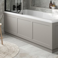 Traditional Bathroom 1700mm Front Bath Panel 18mm MDF Wood Grey Plinth Easy Cut