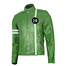 Mens Superhero Ben 10 Alien Swarm Stylish Biker Halloween Genuine Leather Jacket