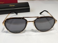Santos de Cartier Sunglasses Navigator Black Lens & Gold Frame CT0195S