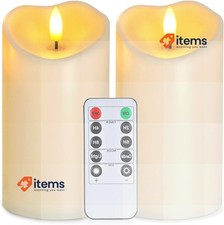 Homemory 6”x3” Outdoor Waterproof Flameless Candles Ivory, Set of 2