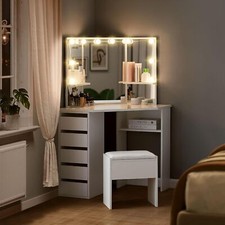 Corner white dressing table - corner,