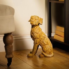 Dog Garden Ornament Statue Wood Effect Driftwood Guard Home Decor Driftwood