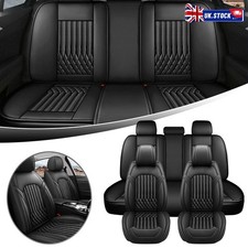 Black Full Set Car Seat Covers Deluxe Protector PU Leather For VW Golf Passat UK