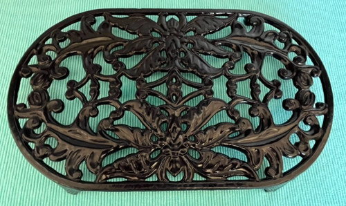 Blue cast iron metal oval - blue,