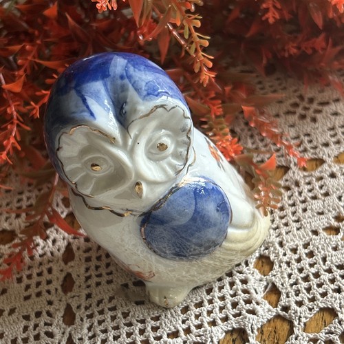 Blue white owl - blue, &