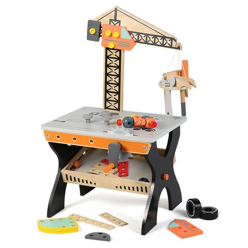 Toy workbench with crane - with,