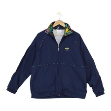 Vintage Adidas Track Jacket Mens Size M Blue Shell Windbreaker Oversized