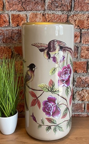 Birds and pink roses ceramic - birds,