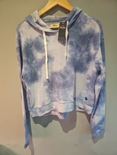 BNWT Women's HOLLISTER Boxy Hoodie Size M Blue Tye-Dye 