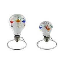  Galileo Thermometer Glass Light Bulb on Metal Stand Home or Desktop Decoration