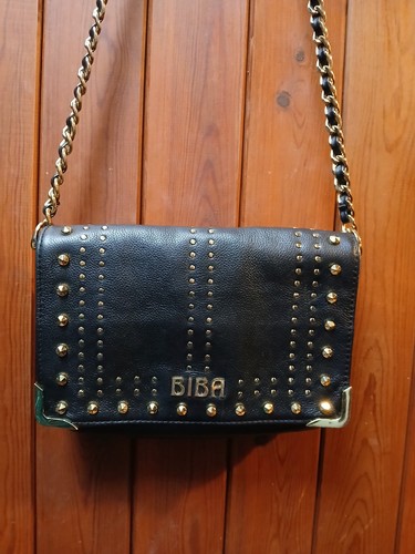 Biba black leather gold - leather,