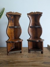 PAIR Vtg Rustic Corner Shelf