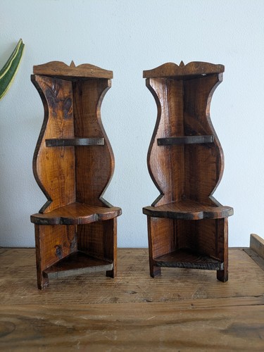 Pair vtg rustic corner - rustic,