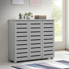 3 Door Shoe Cabinet Stand Rack Storage Cupboard Sideboard Console Hall Unit Grey