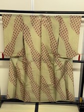 Japanese Vintage Kimono Silk Green Expensive Tradition Thin Dirt Heigh 60.23in