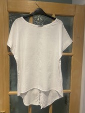 Luca Vanucci White Linen Top S (12-14) Made In Italy Excellent Condition