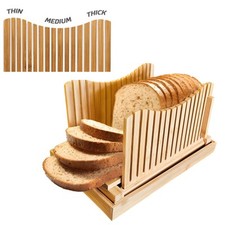 Bamboo Bread Slicer Guide Loaf Cutting Size Slicing Wooden Board Holder Foldable