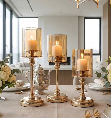 3pcs golden desktop candle - 3pcs,