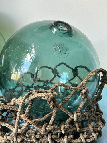 Antique green glass fishing - antique,