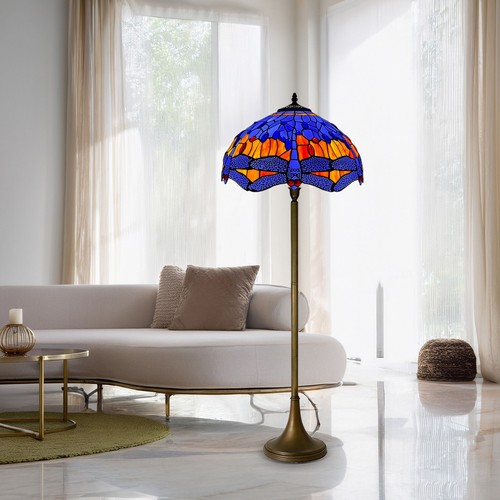 Tiffany style dragonfly floor - dragonfly,