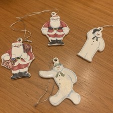 Coalport The Snowman & Father Christmas Four Xmas Tree Ornaments 