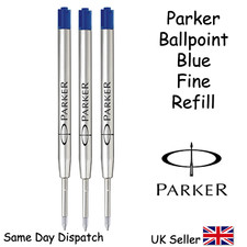 GENUINE PARKER BALLPOINT REFILL BIRO FINE  BLUE SMOOTH WRITING QUINK FLOW